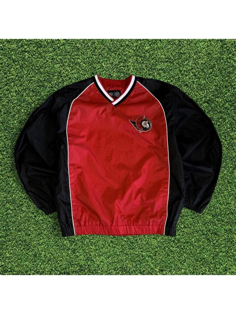Vintage G-III Ottawa Senators NHL Red Black Nylon Pullover Size L